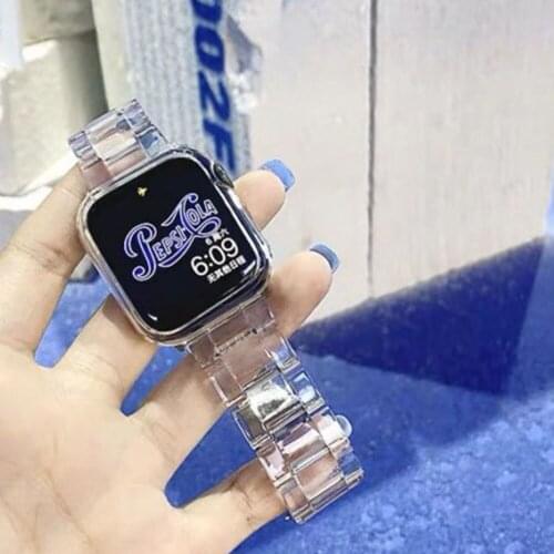 NEW For Apple Watch Band 38mm 40mm 42mm 44mm Transparent Strap Plastic For Iwatch Bracelet Series 6 SE 5 4 3 Watch Accessories