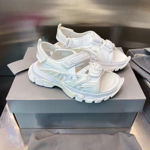 White color summer sandals fabric with rubber sole track sandals air cushion bottom increased sandals sports sandals street wild