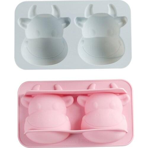 2 Cells Large Cow Style Cake Mould Safe Material For Baking Biscuit Pastry Silicone Molds Kitchen Tools