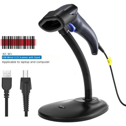 NETUM W3 Wired CCD Barcode Scanner Handheld 1D Bar Code Reader Imager Mobile Payment Computer Screen Scan for POS PC Computer