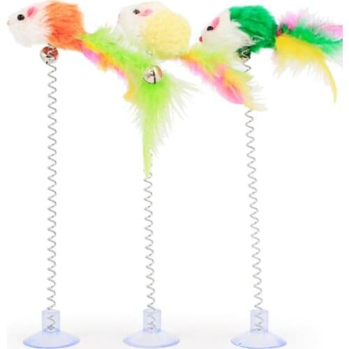 Random Color 1pcs Funny Kitten Cat Teaser Interactive Toy Rod with Bell and Feather Toys For Pet Cats Stick Wire Chaser Wand Toy