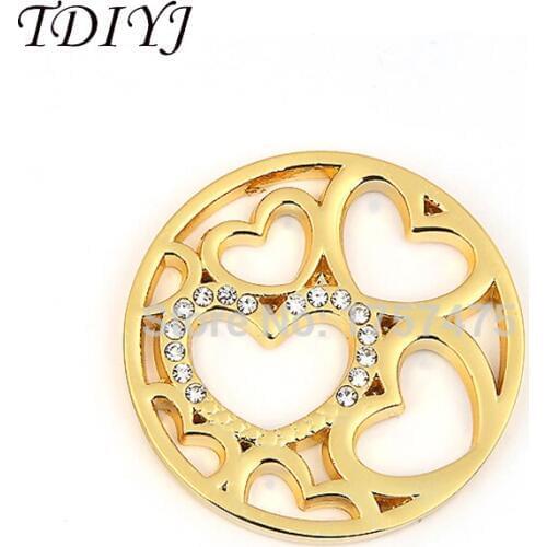TDIYJ New Arrival 33mm My Coin Gold Love Heart Coin for Frame for Mothers Day Gift 2pcs/lot
