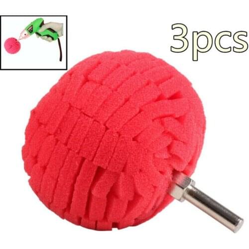 Universal 3Pcs Red Soft Sponge Buffing Ball Finishing Buff Polishing Pad 3"76mm
