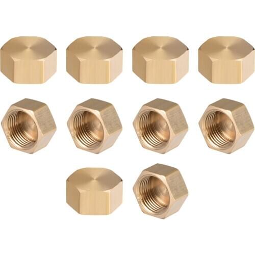 Uxcell Brass Cap, Hex Pipe Fitting G3/8 Female Pipe Connector 10pcs