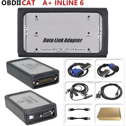 A++quality INLINE 6 Data Link Adapter Heavy Duty truck Diagnostic Tool Full 8 cables Truck Diagnostic Interface inline6