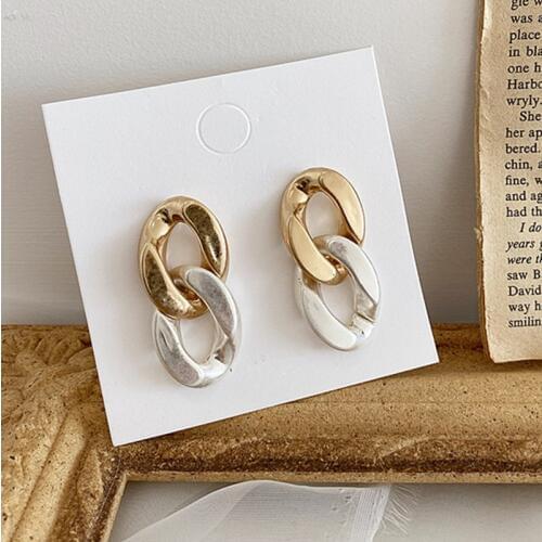 MENGJIQIAO 2020 New Fashion Metal Chain Rhombus Geometric Drop Earrings For Women Vintage Shiny Zircon Pendientes Jewelry Gifts