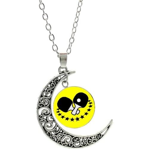 NEW charms I Love Table Tennis PingPong moon pendant necklace vintage fashion Pong casual sports men women jewelry SP314