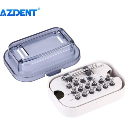 AZDENT Dental Implant Torque Wrench Ratchet 10-70 NCM with 14pcs Drivers Wrench Kit Stainless Steel Autoclavable Dentistry Tools