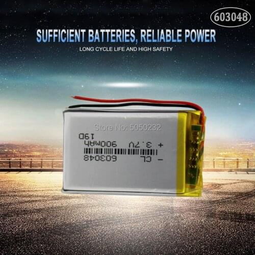 1pc 3.7V 900mAh 603048 Rechargeable Battery Lithium Polymer Li-Po li ion cells For LED Light DVD GPS MP5 PDA PSP power bank