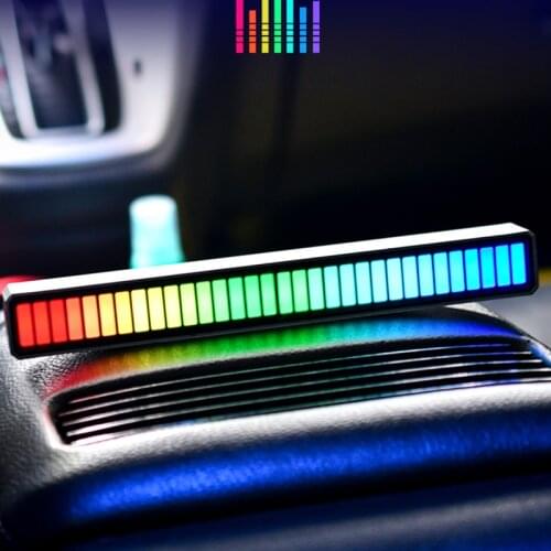 1 Pcs Car Sound Control Light RGB Voice-Activated Music Rhythm Ambient Light with 32 LED 18 Colors Car Home Decoration Lamp