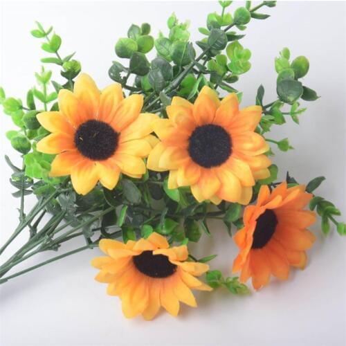 10/50/100PCS 7CM Silk Artificial Flower Heads Sunflower For Wedding Decoration Headmade DIY Scrapbooking Fake Wreath Accessories
