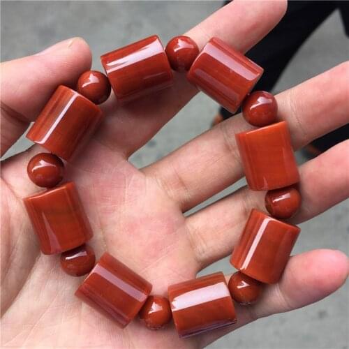 100% natural red south agate jade bangle Handcarved jade beads bracelet for women men jade gift beads bracelet bangles 16mm