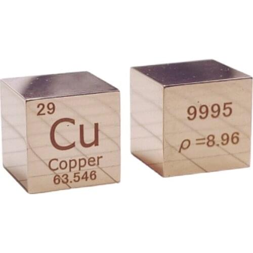 10 X 10 X 10mm 6-Sided POLISHED Finishing Double-Sided Engraved Metal Copper Cube Periodic Table Of Elements Cube (Cu≥99.95%)