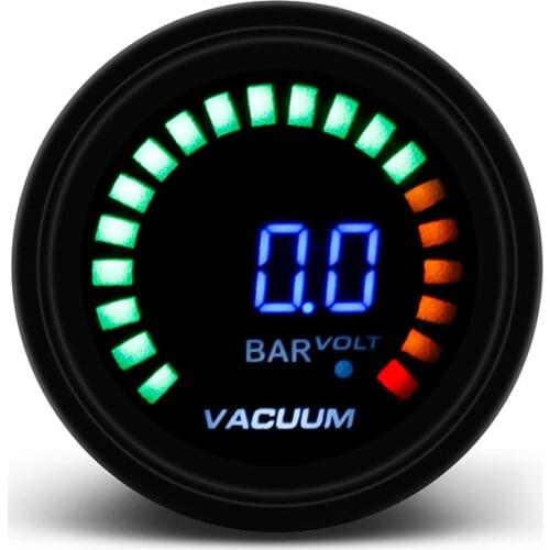 2 Inch 52mm Leds Digital Car Vacuum -1-0 Bar Meter Racing Smoke Vacuum Gauge Analog Car Meter