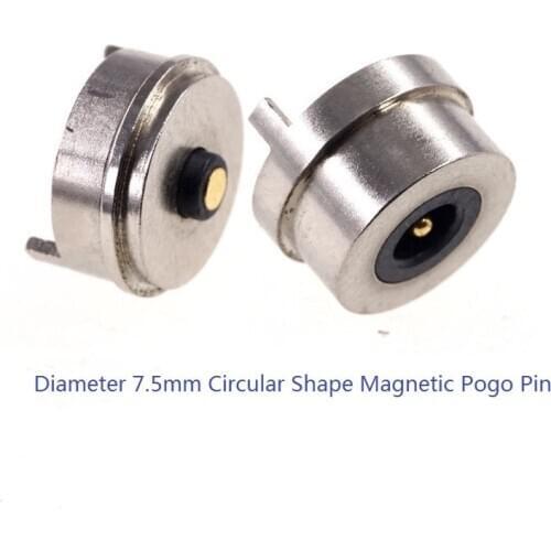 2 Pairs Mini Circular Shape 7.5mm Diameter Magnetic Connector Pogo Pin Male Female 1 Pole 3A LED Smart Electronic Power Charge