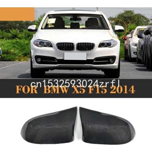 2pcs Carbon Fiber Side Door Wing Mirror Replacment Cap Cover Fit For BMW X5 F15 2014-16