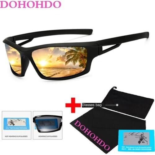 DOHOHDO Fashion Men Polarized Sunglasses Outdoor Sports Sun Glasses Male 100% UV400 Polarised Driving Goggle Eyewears With Bag