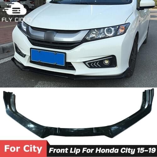 3 PCS Splitters ABS Material Black Front Bumper Chin Lip For Honda City Tuning 2015-2019