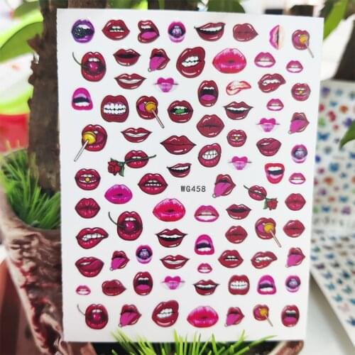 3D Stickers for Nails Red Lips Candy Mouth Summer Design Nails Art Decoration Manicure Stickers Sliders Nail Foil Accessories