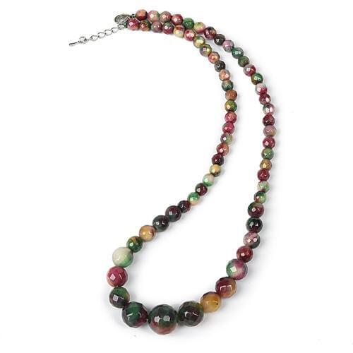 6-14mm beads 7-color chalcedony cut round bead tower Necklace Knot Necklace Fashion Party Necklace 18 inch