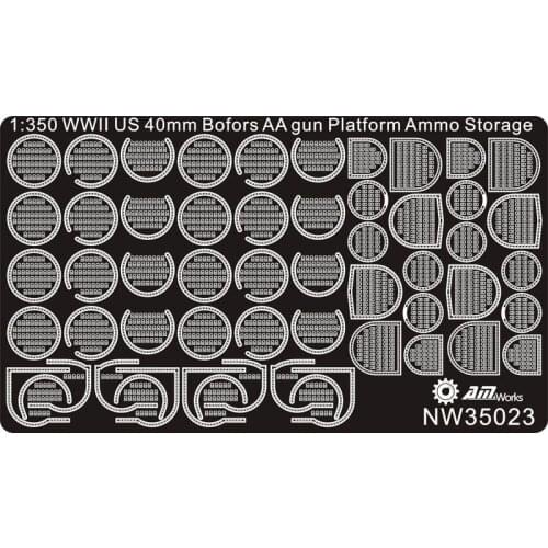 AM-WORKS NW35023 1/350 Platform & Ammo Storage for WWII US 40mm Bofors AA Guns - Upgrade Detail Set