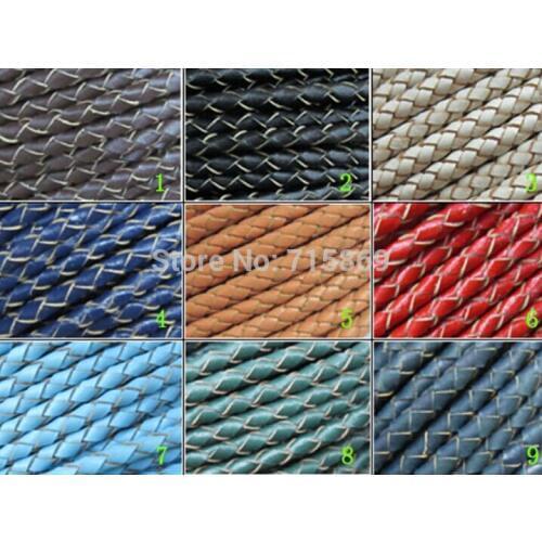 Free Ship 100meters 3mm Braided leather cord Genuine round leather Cord strip for Necklace or Bracelet making