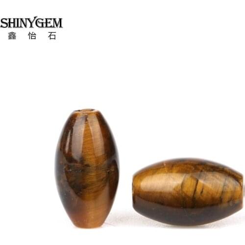 ShinyGem Natural Stone Beads 6*10mm Rice Shape Tiger Eye Irregular Grain Loose A Grade Yellow For Jewelry Making Wholesale 20pcs