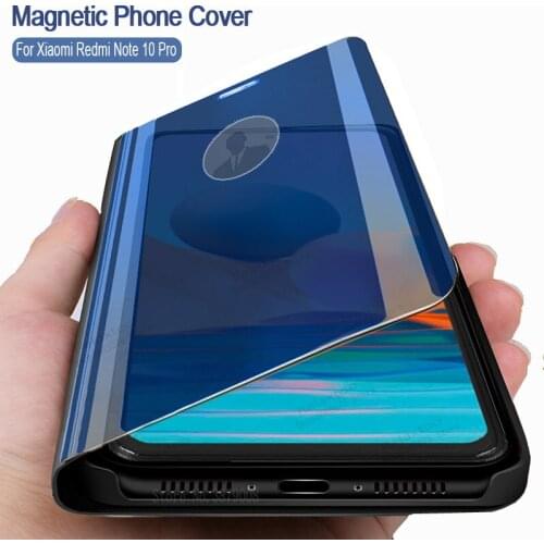 For Xiaomi Redmi Note 10 Pro Cases Smart Mirror Flip Magnetic Case Xiomi Redmy Redme Note10 4G Not 10Pro 10s Stand Phone Cover