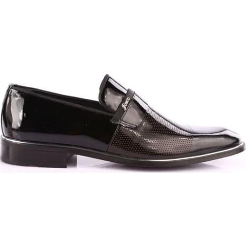 Mens Black Patent Leather Genuine Leather Classic Shoes FSC9063SİYAH