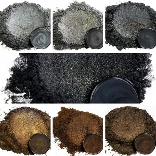 Black Brown Grey Pigment Mica Powder Colorant for Epoxy Resin Woodworking Soap Molds Candle Making Slime Bath Bombs Nail Polish