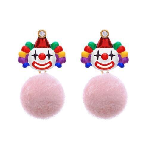 CSxjd 2020 New Enamel Glaze Painted Cartoon Clown Earrings Hair Ball Pendant women earrings Christmas gift