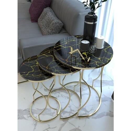Gold Metal Zigon coffee table Shatterproof Tempered Glass Black Yellow Vein Marble coffee tables table basse furniture living room table