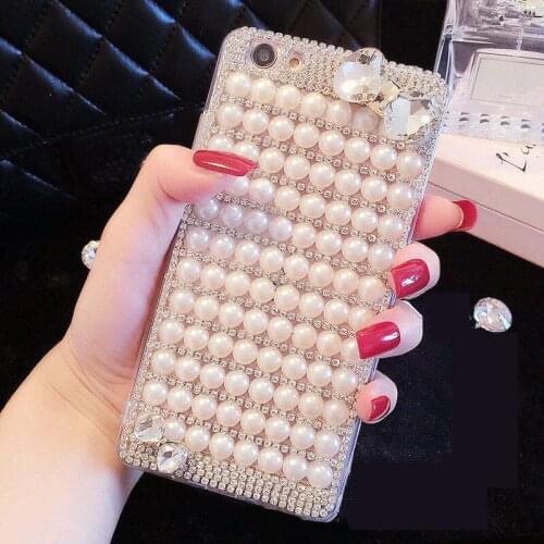 Pearl Case For Vivo Y50 Y70S IQOO Nen 3 Z1 5 V20 Pro V20 SE X50E Handmade Diamond Crystal High Quality Rhinestone Coque Cases