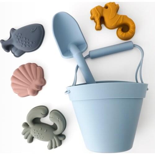 Hawaii Childrens Beach Toys Food Grade Silicone Bucket Leisure Toys Dinosaur Cloud Seahorse Cartoon Baby Products