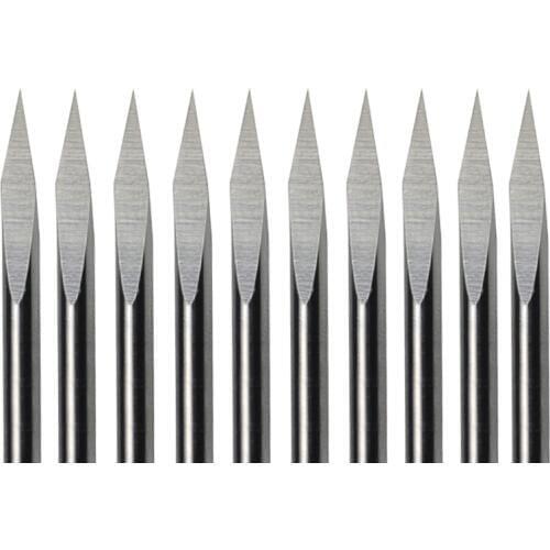 HUHAO 10pcs 3.175mm Dia 10 Angle 0.3mm Tip 3 Edge Carbide Woodworking Tools Engraving Bits for CNC Router Machine