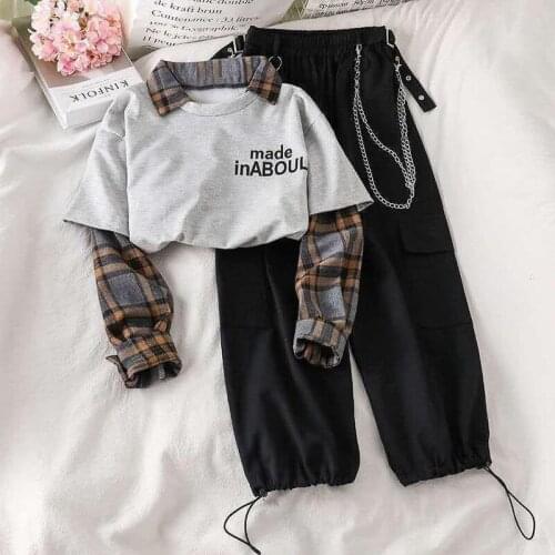 2pc/1set Spring and Autumn New Suit Womens Korean Style Loose Fake Two-piece Sweater and High-waisted Trousers Two-piece Suit