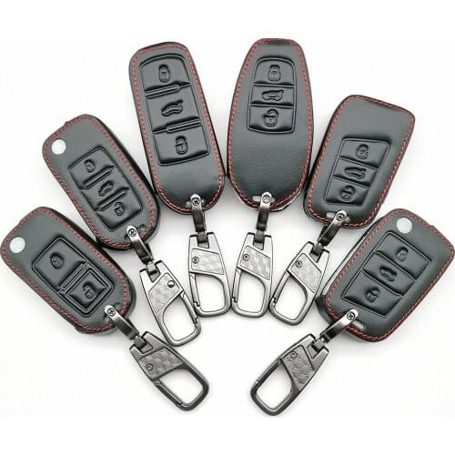 Leather Car Key Case For Volkswagen Polo Tiguan Passat B5 B6 B7 Golf 4 5 6 Mk6 Jetta Lavida For Skoda Octavia Protect Shell