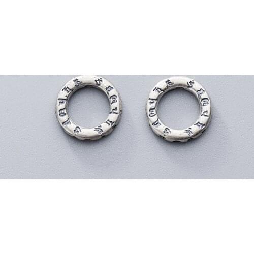 925 Sterling Silver Craftwork Round Circle Space Beads Fit 8mm Buddhism Mantras Connector Beads DIY Jewelry Making racelets