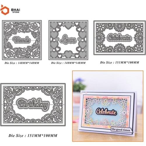Metal Cutting Dies Flower Love Frame Stencils For DIY Scrapbooking Cards Decor Craft Embossing Paper Card Die Cut 2021