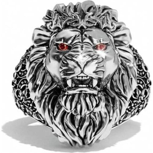 Punkboy Silver Color Lion Head European and American Fashion Mens Ring