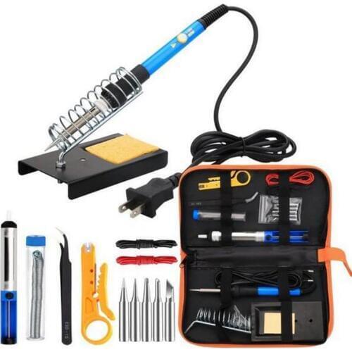 JZL Solder iron Electric irons Kit Adjustable Temperature Soldering iron 5pcs Tips Portable Welding Repair Tool Tweezers wrire