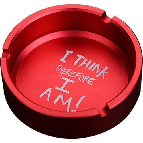 English Aluminum Alloy Metal Red Black Thickened Durable Round Upscale Ashtray Custom LOGO Ash Tray Holder Restaurant Hotel Home