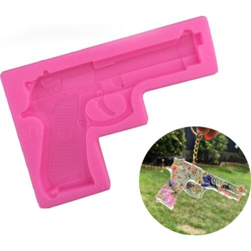 Gun Shape Silicone Mold DIY UV Epoxy Resin Mould 3D Embossed Pistol Toy Chocolate Pastry Biscuit Handmade Jewelry Pendant Crafts