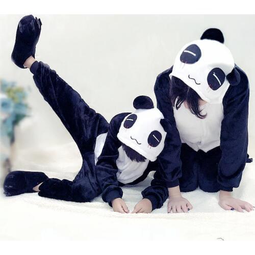 Adult Furry Panda Pajamas For Unisex Couple Cartoon Unisex Cosplay Animal Pyjama Winter Sleepwear Men Costume Home Pijama