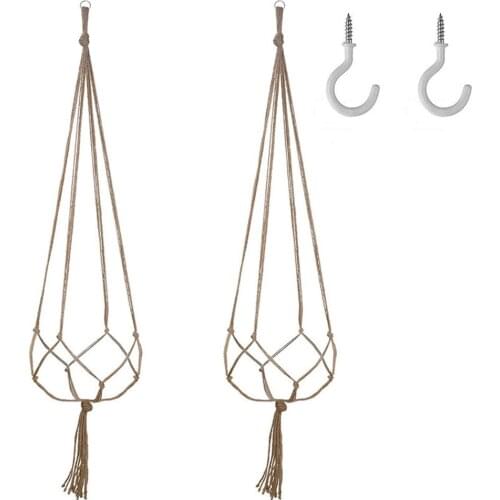 Hanging Baskets Flowerpot Plant Holder and hook Plant Hanger Hanging Planter Basket Jute Rope Braided Craft Vintage Decor