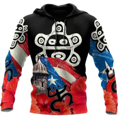 Puerto Rico Sol Taino Lover 3D Hoodie Man Women Harajuku Outwear Zipper Pullover Sweatshirt Casual Unisex Jacket Tracksuit K-289