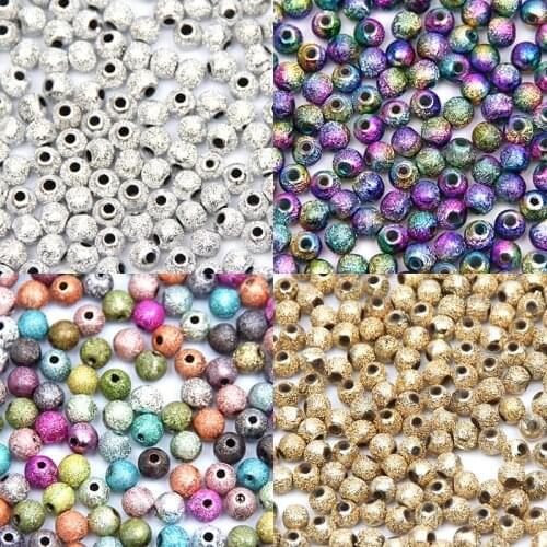 4 6 8 10mm Colorful Stardust Acrylic Round Ball Spacer Beads For Jewelry Making Accessories DIY Charm Bracelet Necklace Findings