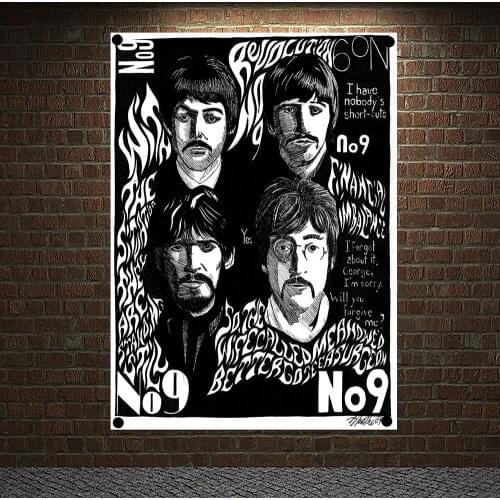 Rock Music Retro Art Poster Banners Flag Tapestry Home Decor Cafe Bar Wall Decor Quality Canvas living room Painting Picture A1