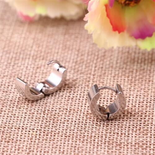 RONGQING 10pair/pack Fashion Earrings Stainless Steel Round Clip Earrings for women man Geometric gift