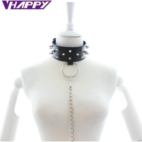Adult Games Sex Bondage Slave Collar Locking Double Rivet Neck Harness Bondage Kits Collar Restraint for Couples sex products